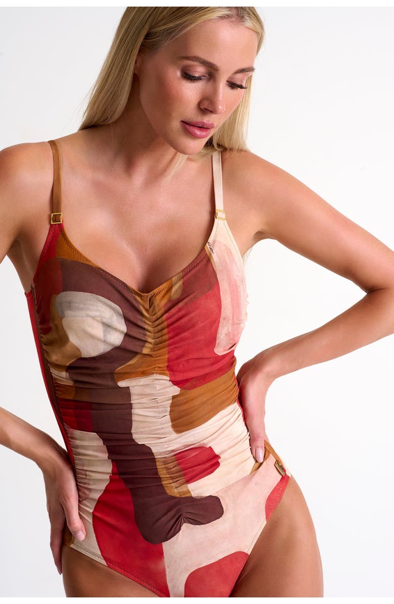 SHAN Classic One-Piece Swimsuit With Front Ruching, Alternate, color, Print