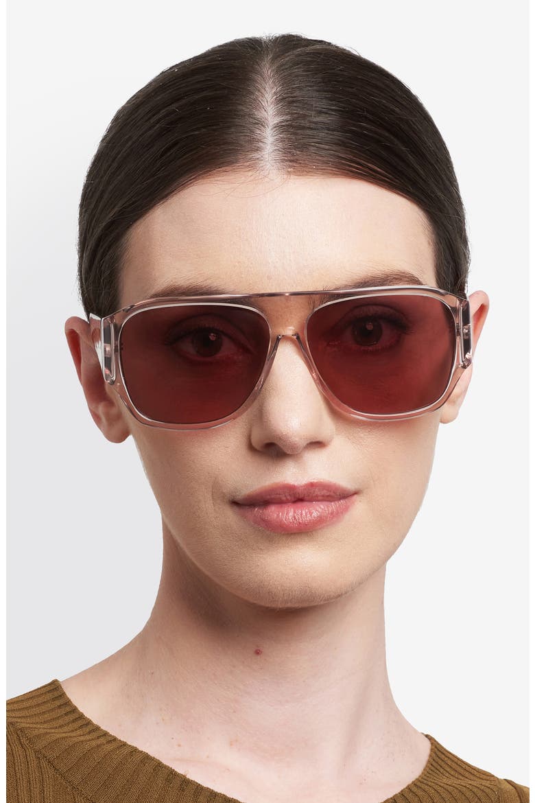60mm Navigator Sunglasses, Alternate, color, NUDE/ BURGUNDY