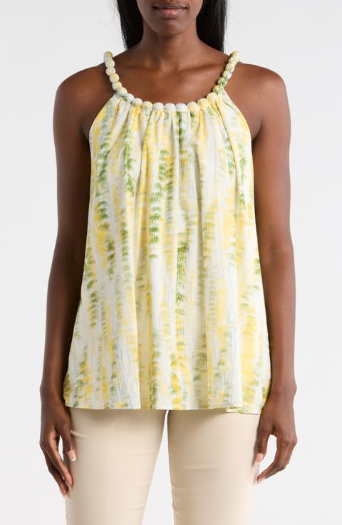 Beaded Neckline Cotton Tank