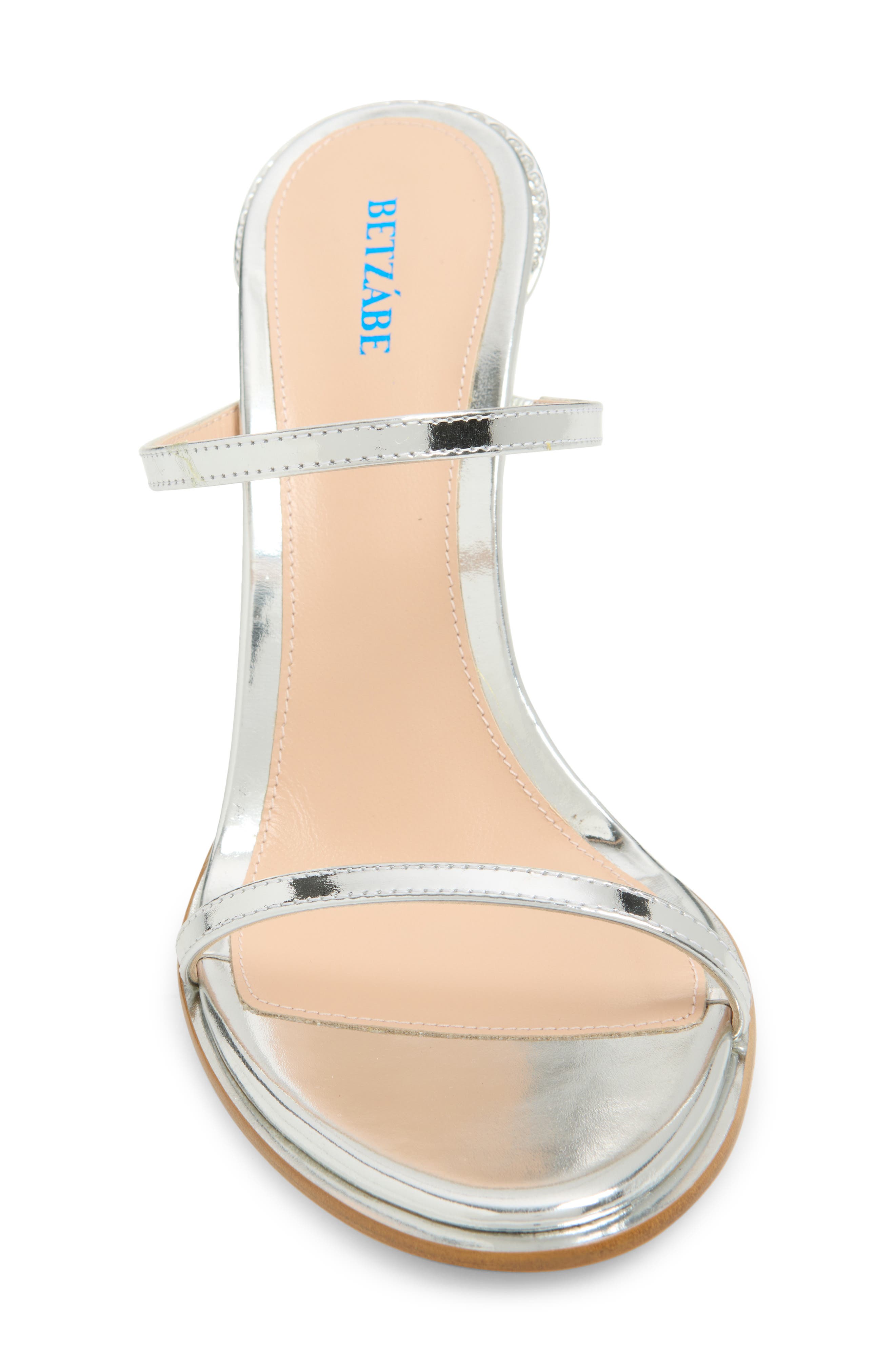 BETZÁBE Anita Crystal Embellished Metallic Sandal, Alternate, color, Metallic Silver