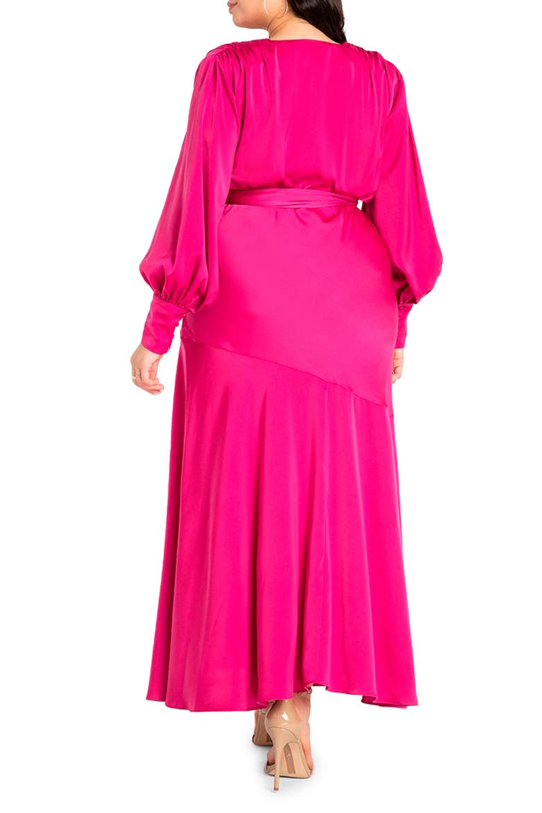 Satin Maxi Dress, Alternate, color, MAGENTA