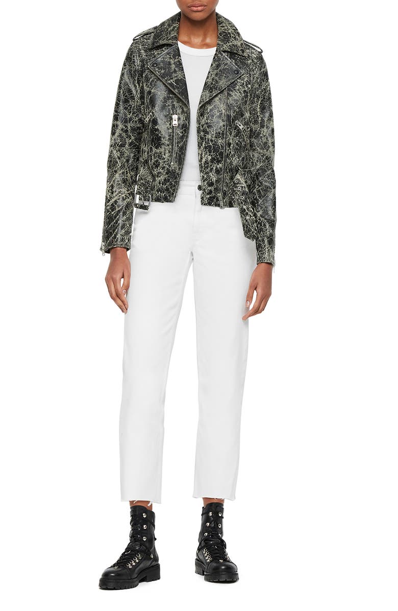 AllSaints Balfern Rift Distressed Leather Moto Jacket, Alternate, color,
