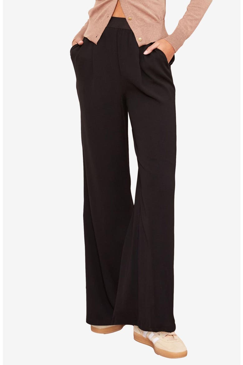 Wide Leg Pull-On Pants, Main, color, BLACK