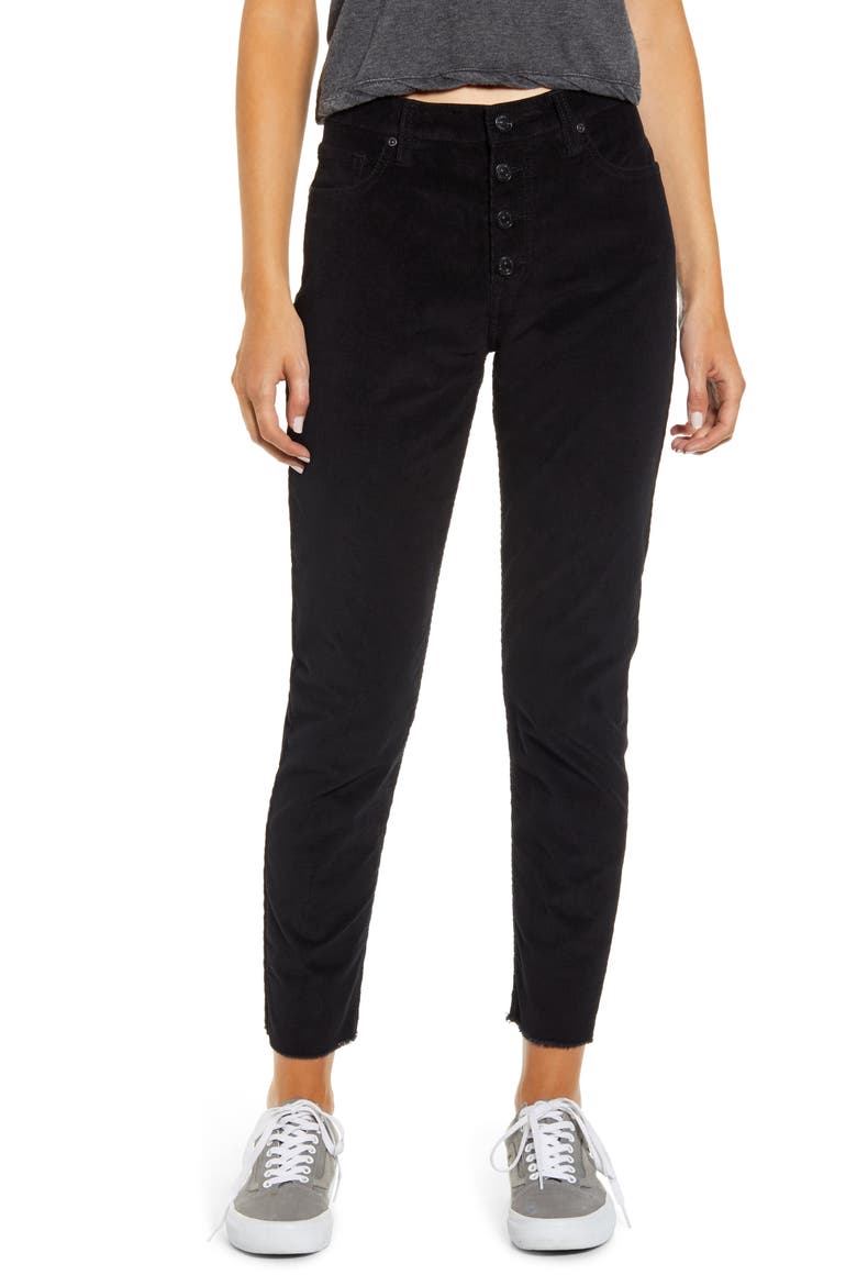 Zadie High Waist Corduroy Straight Leg Pants, Main, color, BLACK