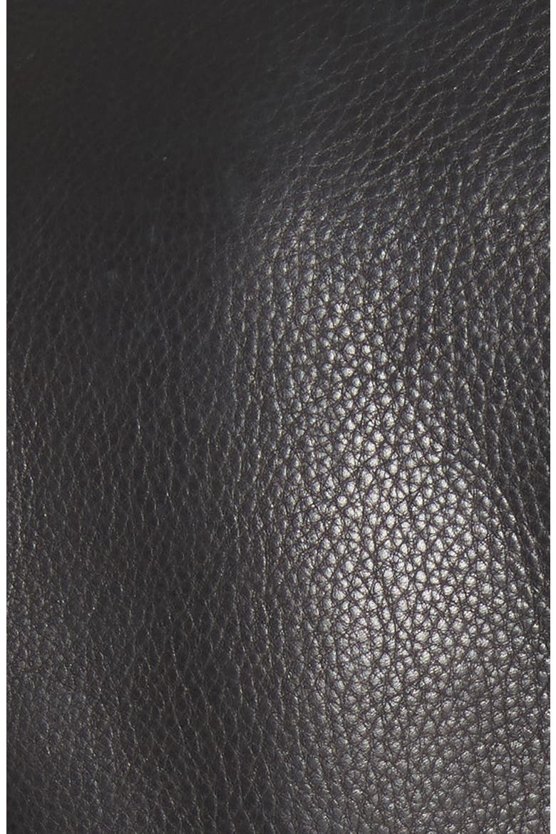 Zip Front Leather Blazer, Alternate, color, BLACK
