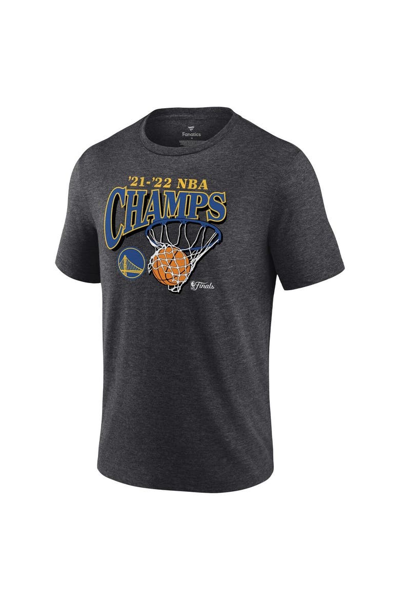 Men's Fanatics Branded Heathered Charcoal Golden State Warriors 2022 NBA Finals Champions Zone Hoops Tri-Blend T-Shirt, Alternate, color, Heather Charcoal