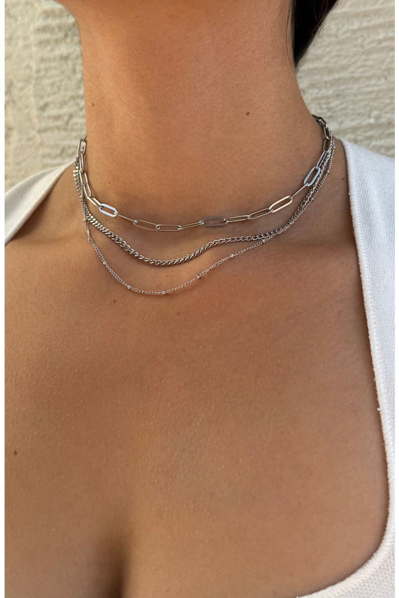 Set of 3 Assorted Chain Necklaces, Alternate, color, SILVER
