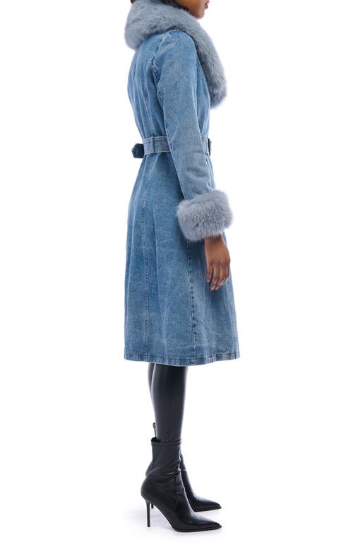 Azalea Wang Kaya Denim Jacket With Faux Fur Trim In Blue