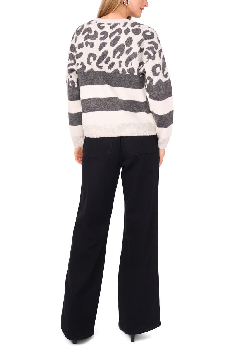 Vince Camuto Leopard Stripe Jacquard Sweater, Alternate, color, Silver Heather