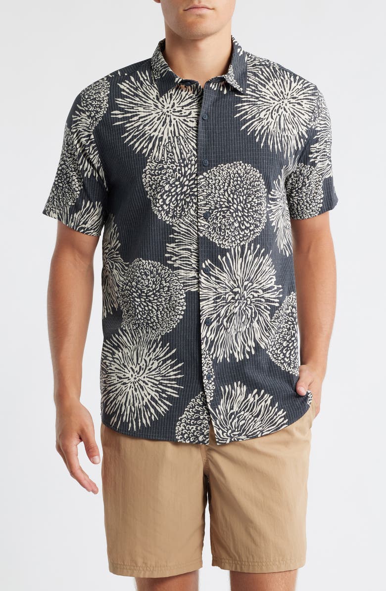 Roark Bless Up Short Sleeve Button-Up Shirt, Main, color, Black Floral