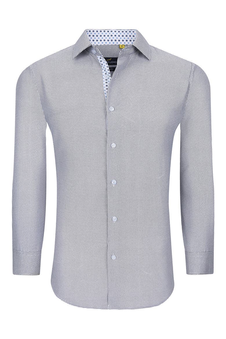 Slim Fit Geometric Print Performance Dress Shirt, Alternate, color, BLUE