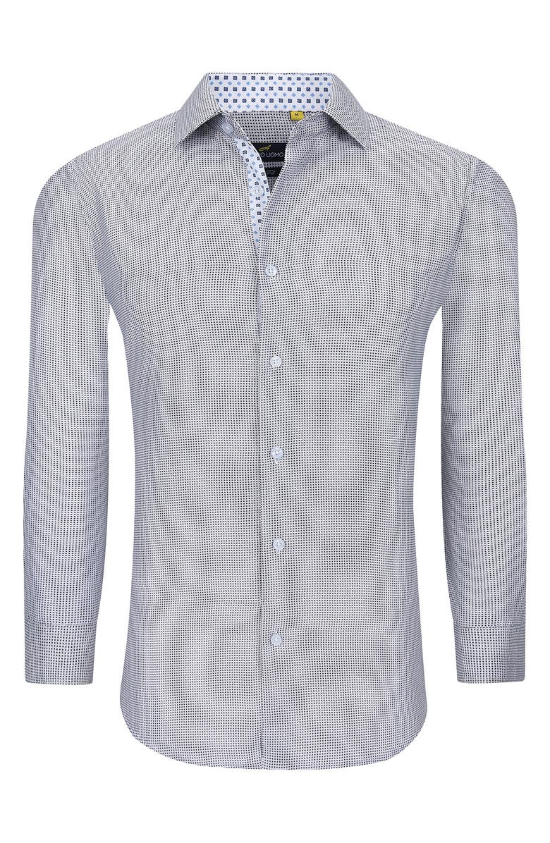 Azaro Uomo Slim Fit Geometric Print Performance Dress Shirt, Alternate, color, Blue