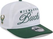 New Era Men's New Era White/Hunter Green Milwaukee Bucks 2025 NBA Draft On-Stage Nylon 19TWENTY Adjustable Hat