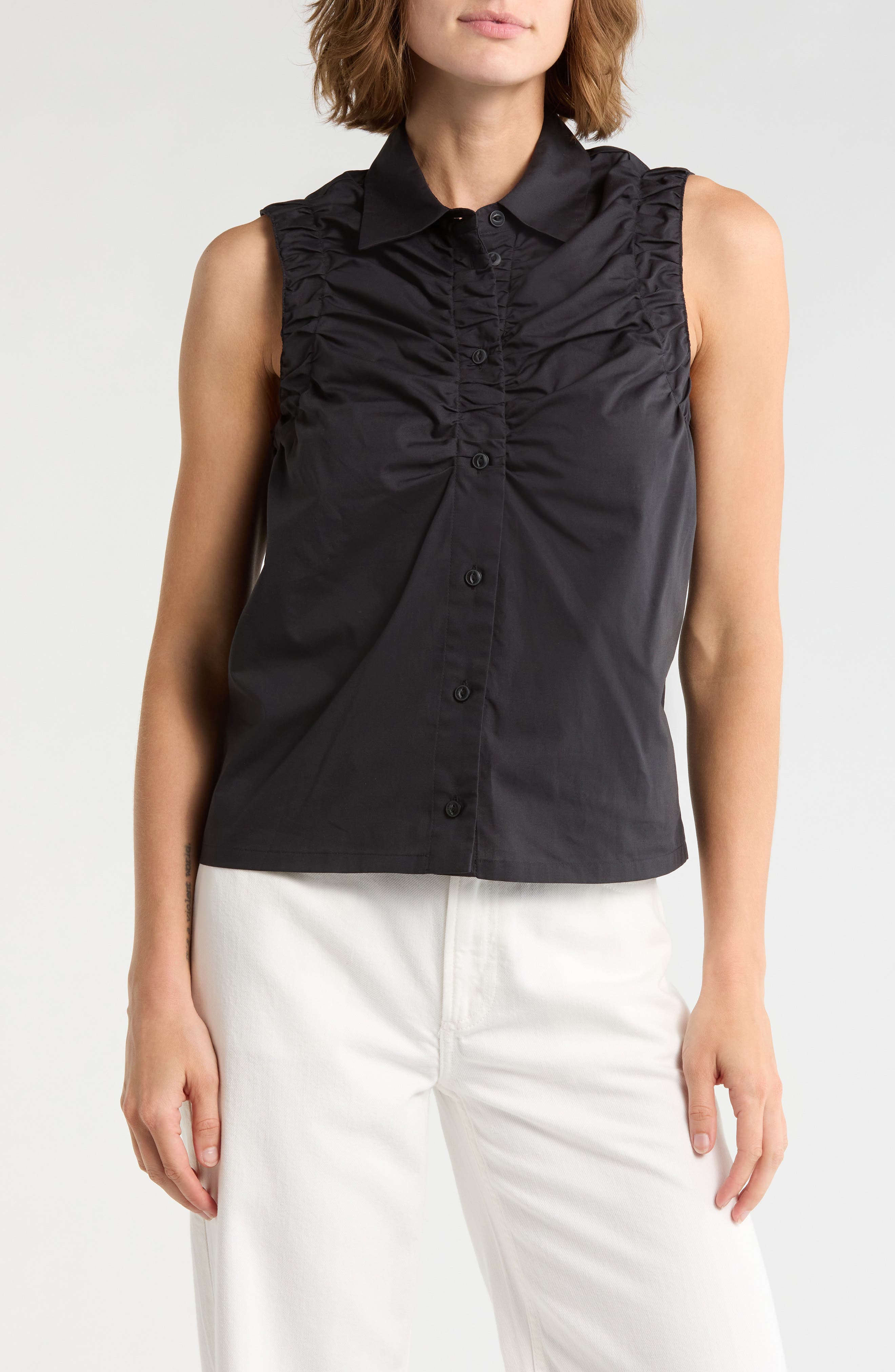 rag & bone Georgina Ruched Button-Up Shirt