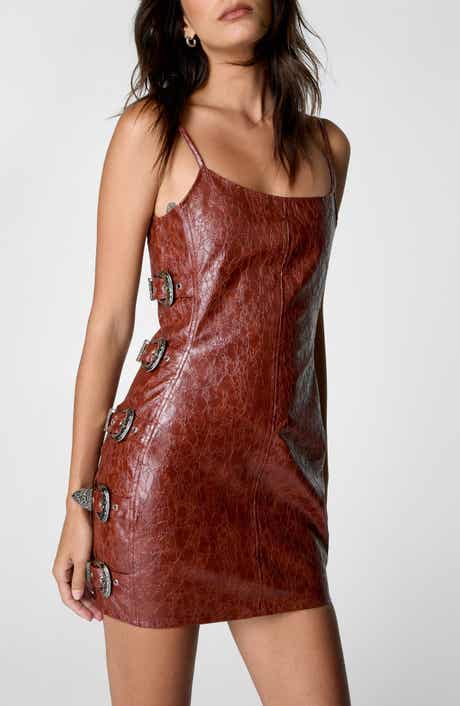NASTY GAL Distressed Faux Leather Minidress