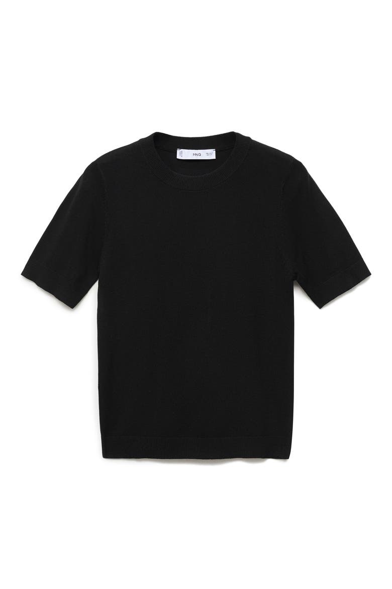 Short Sleeve Sweater, Main, color, BLACK