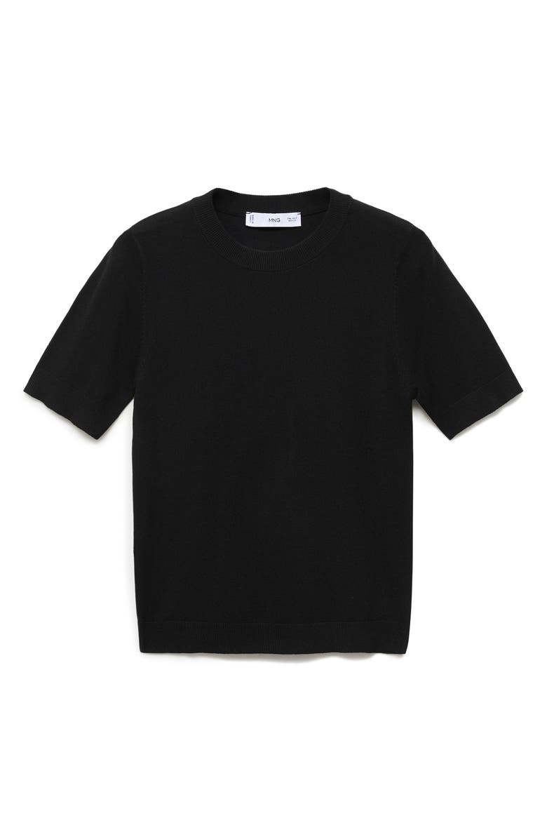 MANGO Short Sleeve Sweater, Main, color, Black