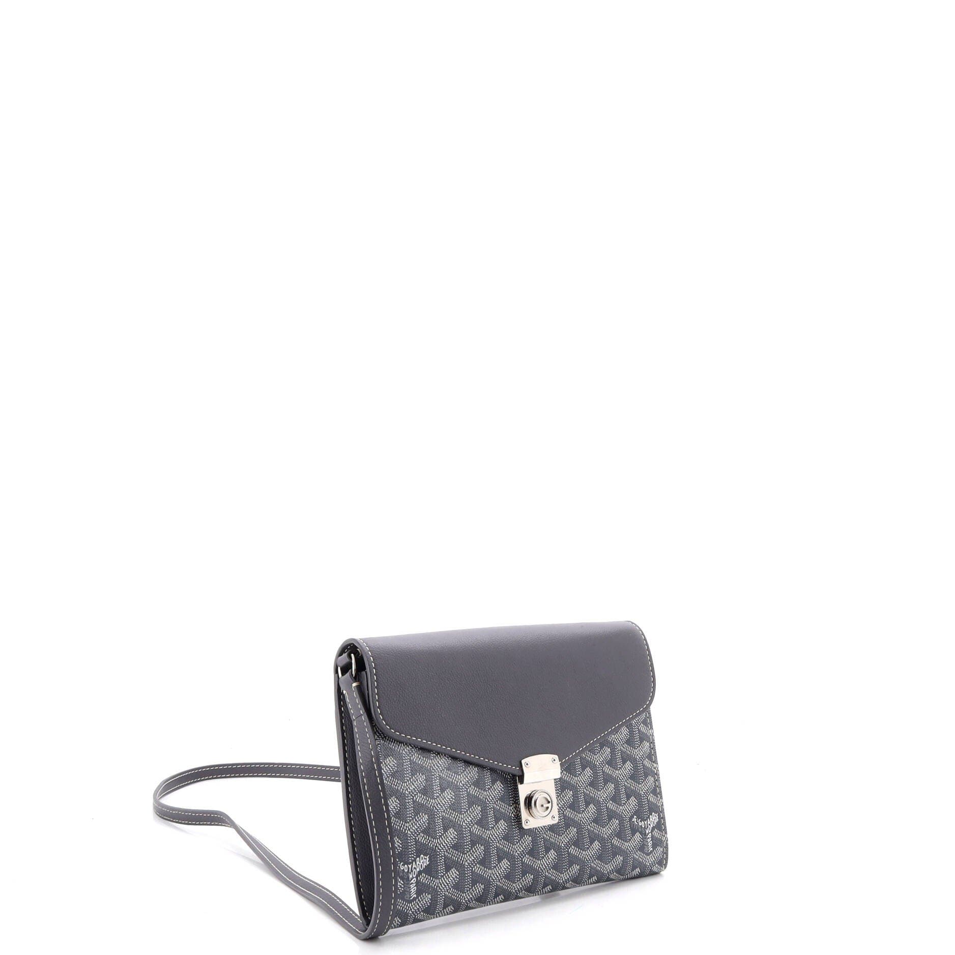 Chypre Wallet on Strap Coated Canvas with Leather, Alternate, color, Grey