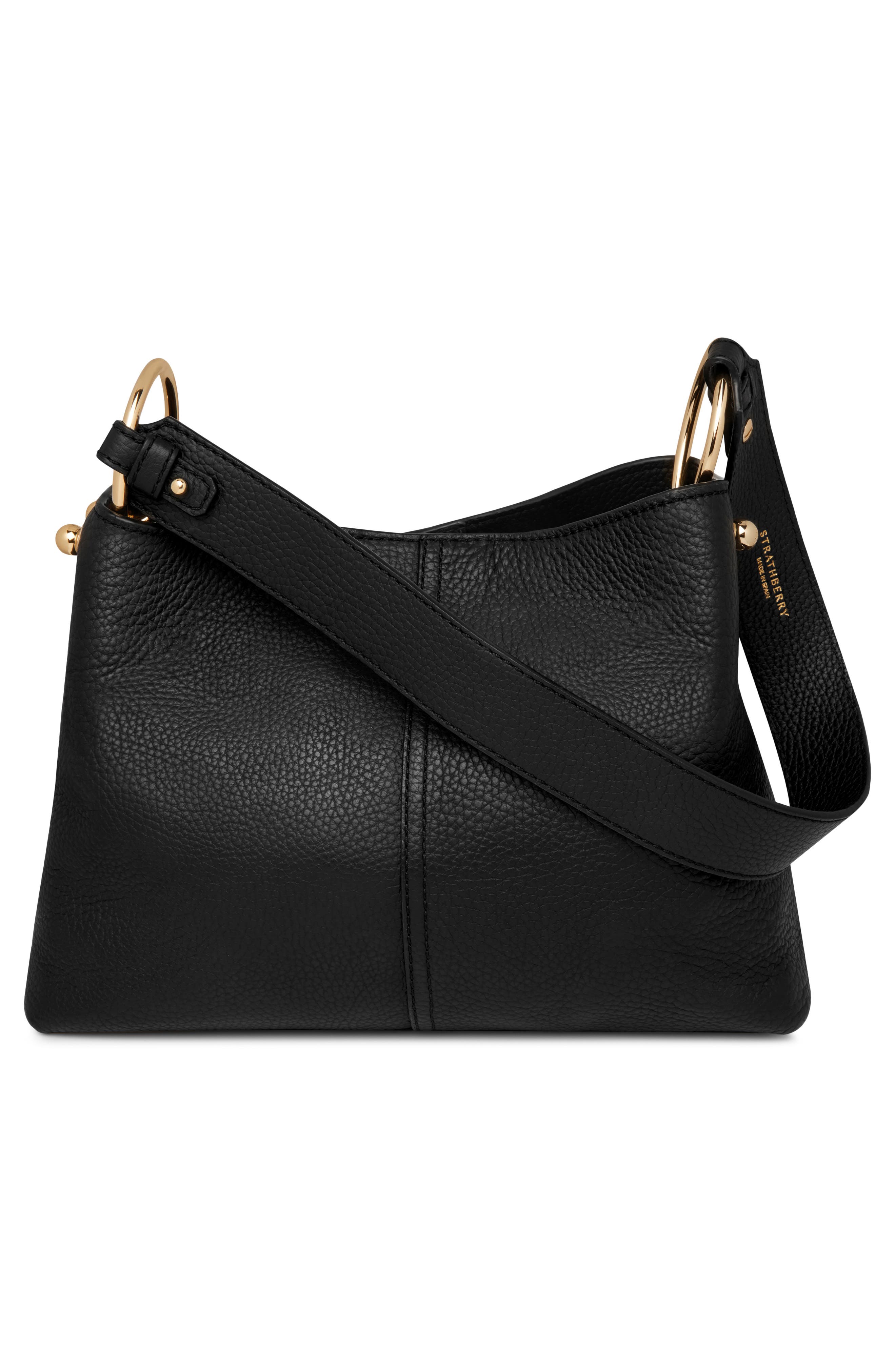 Lana Leather Hobo Bag, Alternate, color, BLACK