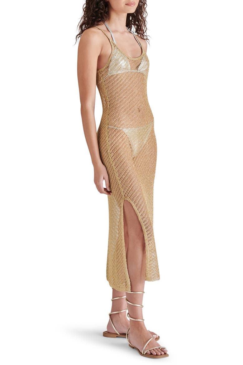 Anisha Sheer Mesh Sleeveless Dress, Alternate, color, GOLD