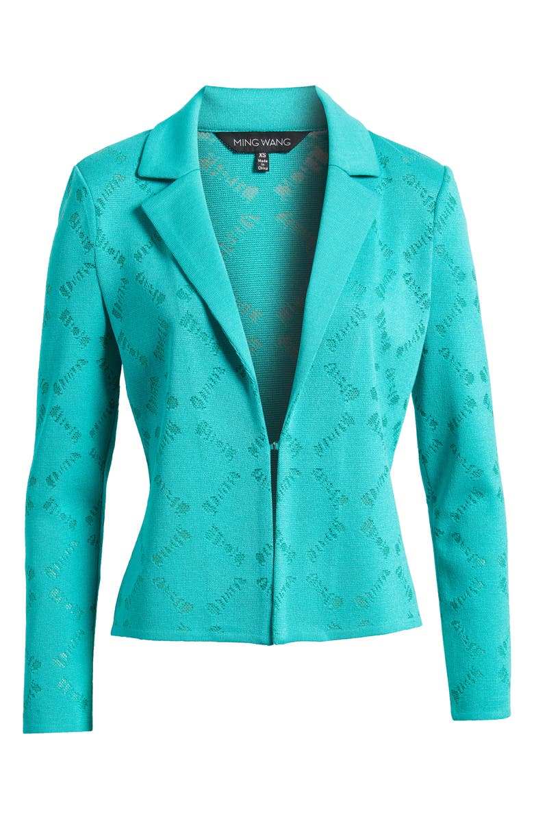Ming Wang Burnout Knit Jacket, Alternate, color, Emerald Awe
