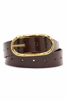 Oval Buckle Patent Faux Leather Belt