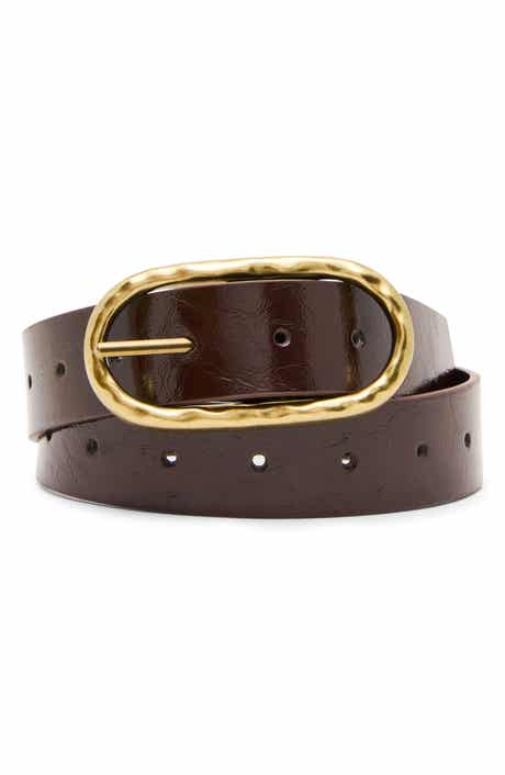 Oval Buckle Patent Faux Leather Belt