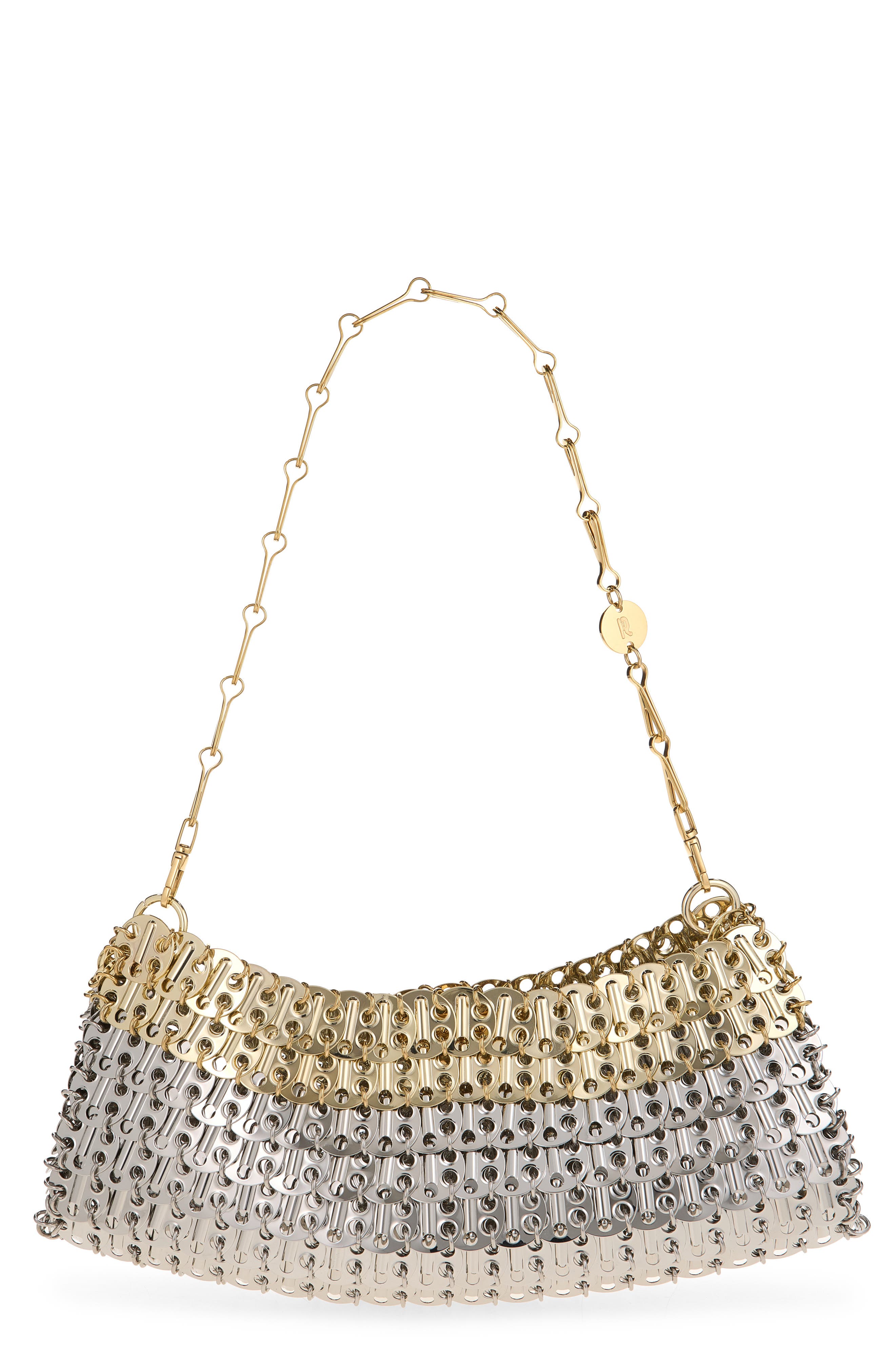 Skyline Chain Mail East/West Shoulder Bag, Main, color, SILVER/ LIGHT GOLD