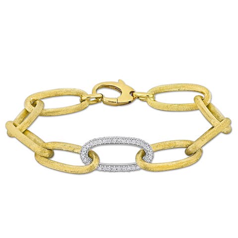 Diamond Oval Link Bracelet 14k