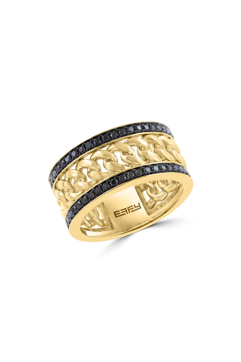 Black Diamond Curb Link Band Ring, Main, color, BLACK