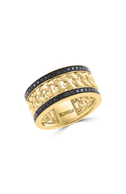 Black Diamond Curb Link Band Ring