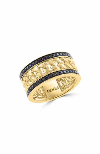 Black Diamond Curb Link Band Ring
