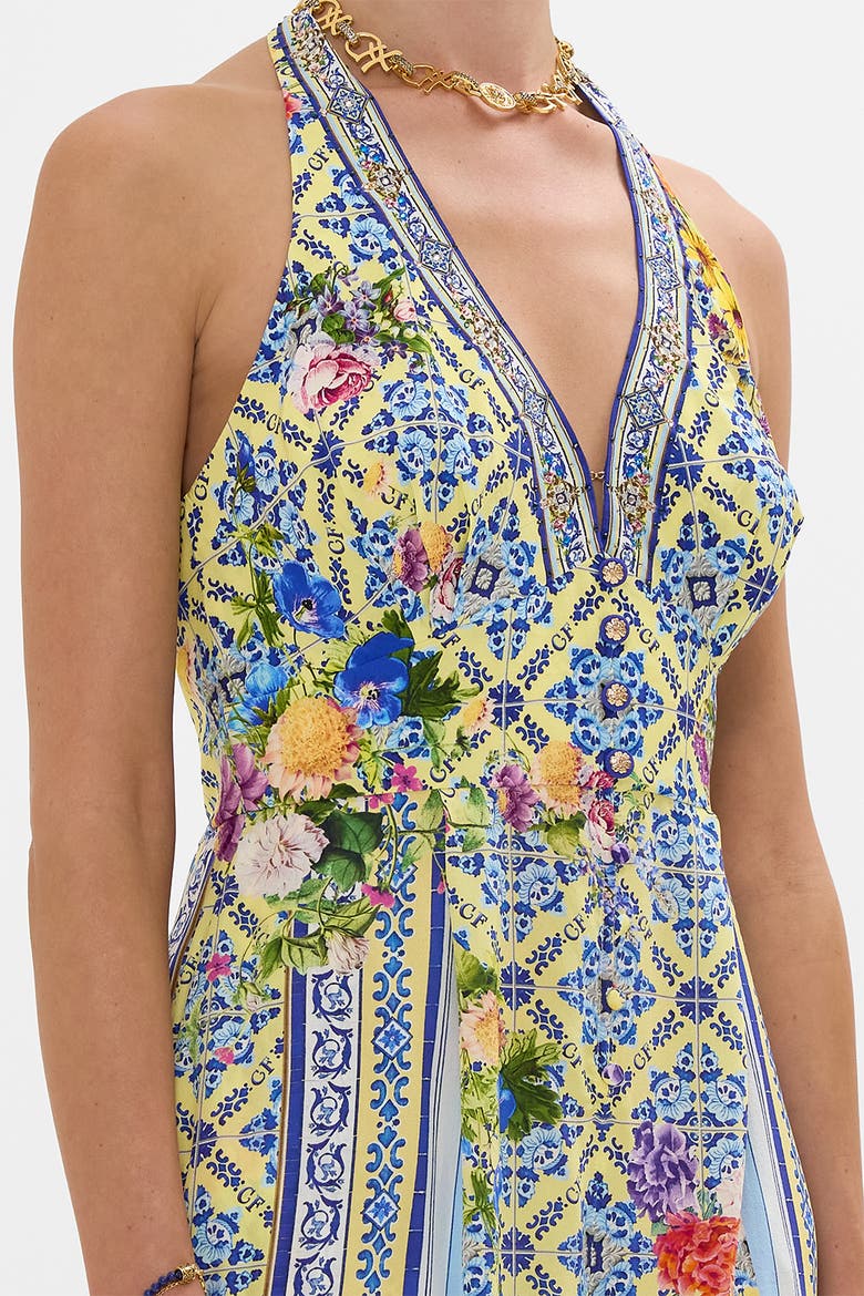 Halterneck Jumpsuit With Tie Neck Wall To Wall Wonders, Alternate, color, Wall To Wall Wonders