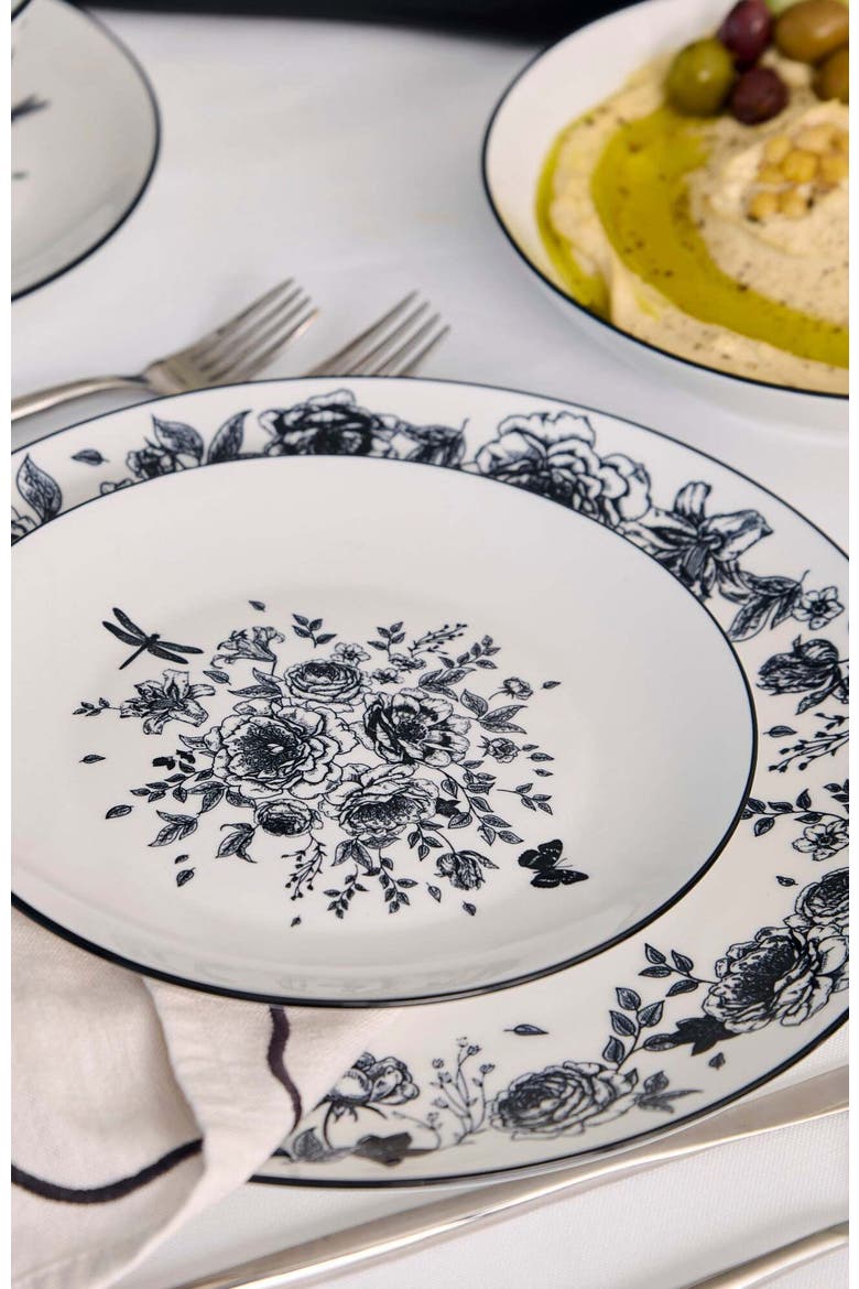 Esme Porcelain 16-Piece Dinnerware Set, Alternate, color, Black