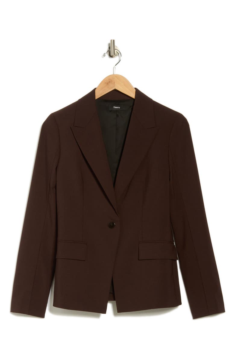 Theory Angled Stretch Wool Blazer, Alternate, color, Redwood