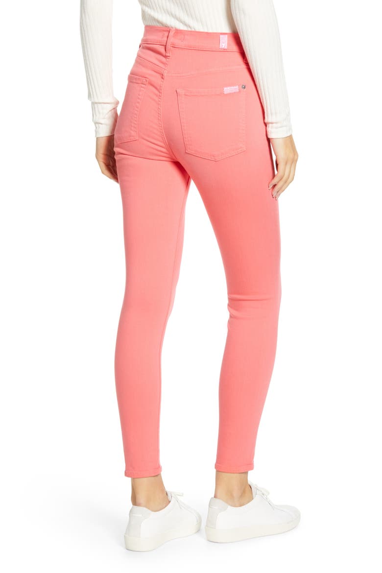7 For All Mankind® High Waist Ankle Skinny Jeans, Alternate, color, SUNSETCORL
