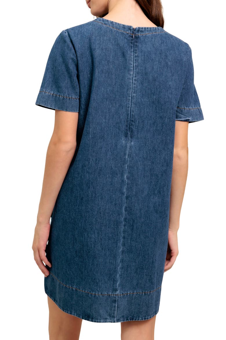 Denim Minidress, Alternate, color, MEDIUM INDIGO