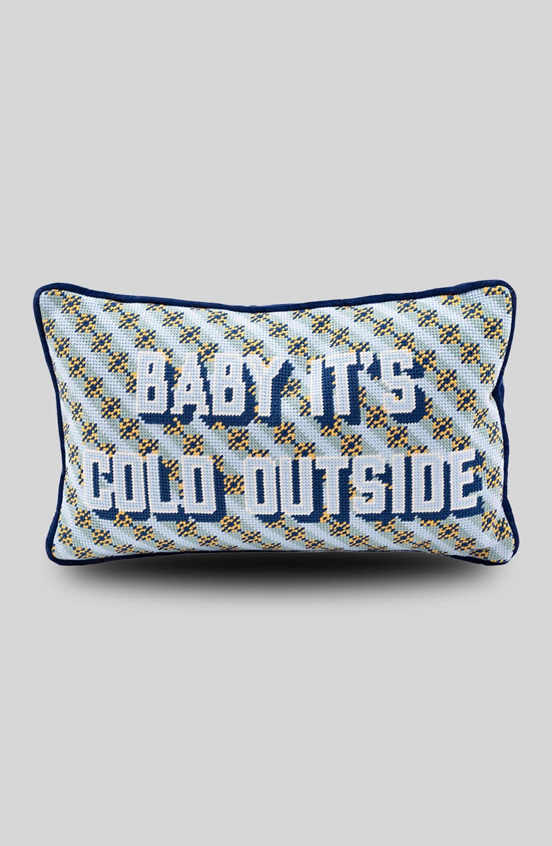 Furbish Baby It's Cold Outside Needlepoint Pillow, Main, color, Baby It's Cold Outside