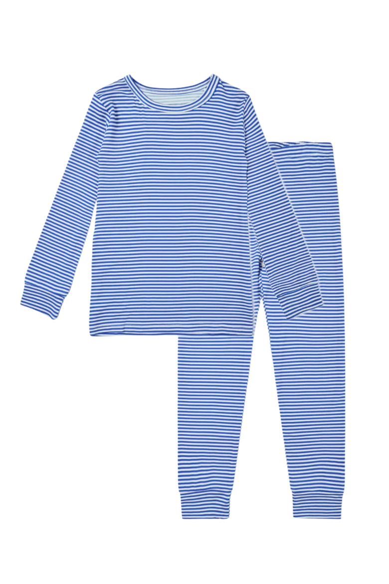 Long Sleeve and Pajama Set, Alternate, color, Cobalt Stripe