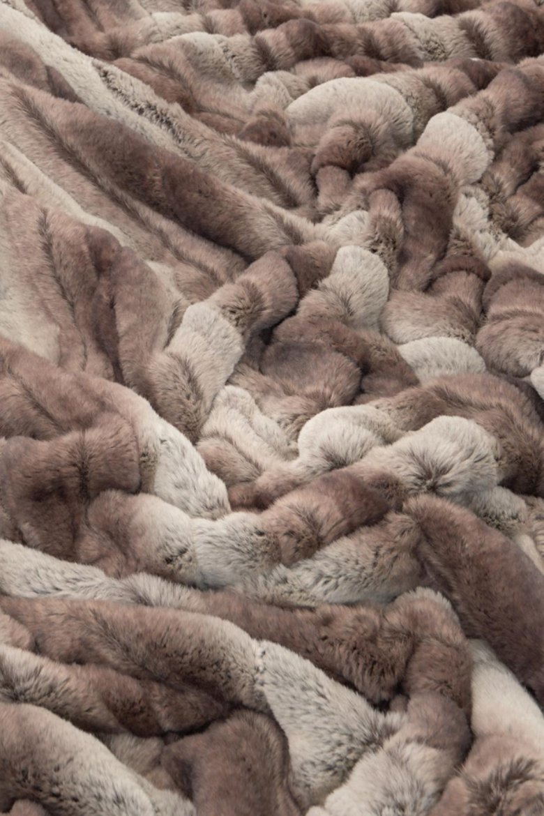 Pacific Faux Fur Pillow, Alternate, color, Mt. Shasta Brown/Grey