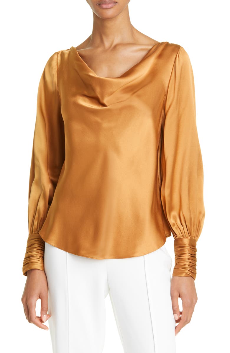 Cinq à Sept Taylee Silk Satin Blouse, Main, color,