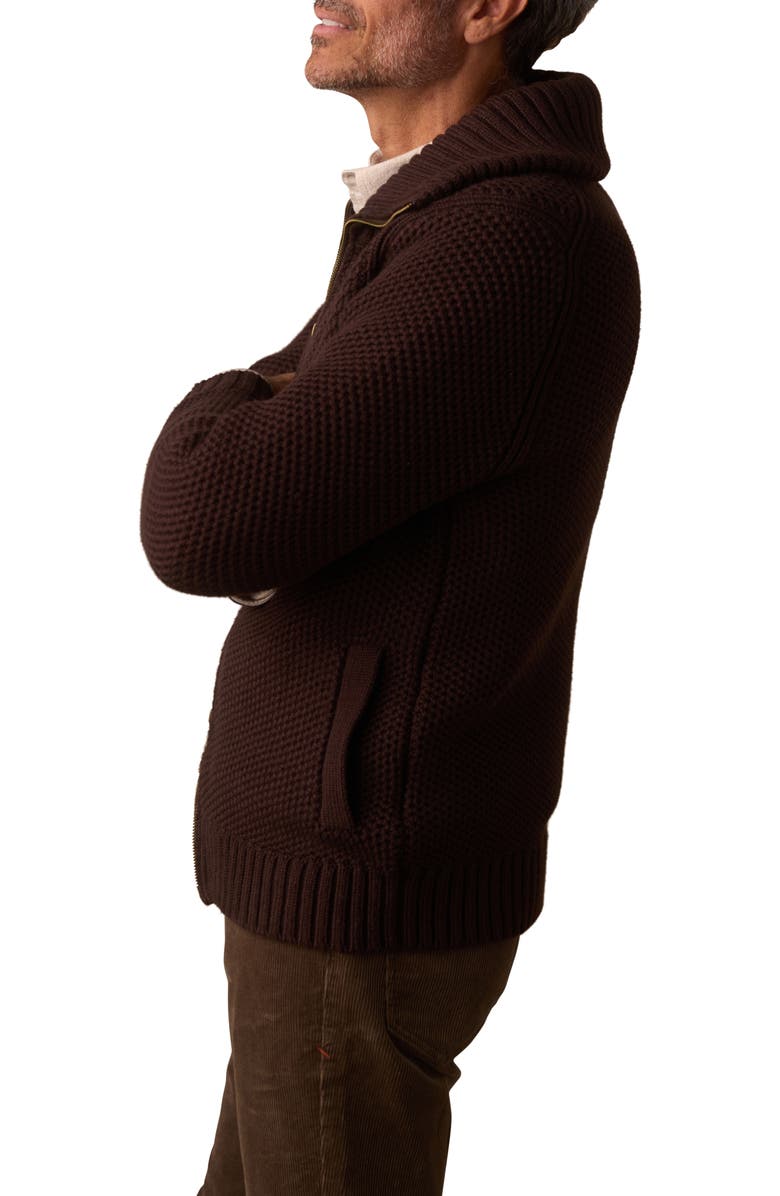 The Normal Brand Waffle Cotton Blend Full Zip Sweater Jacket, Alternate, color, Dark Brown