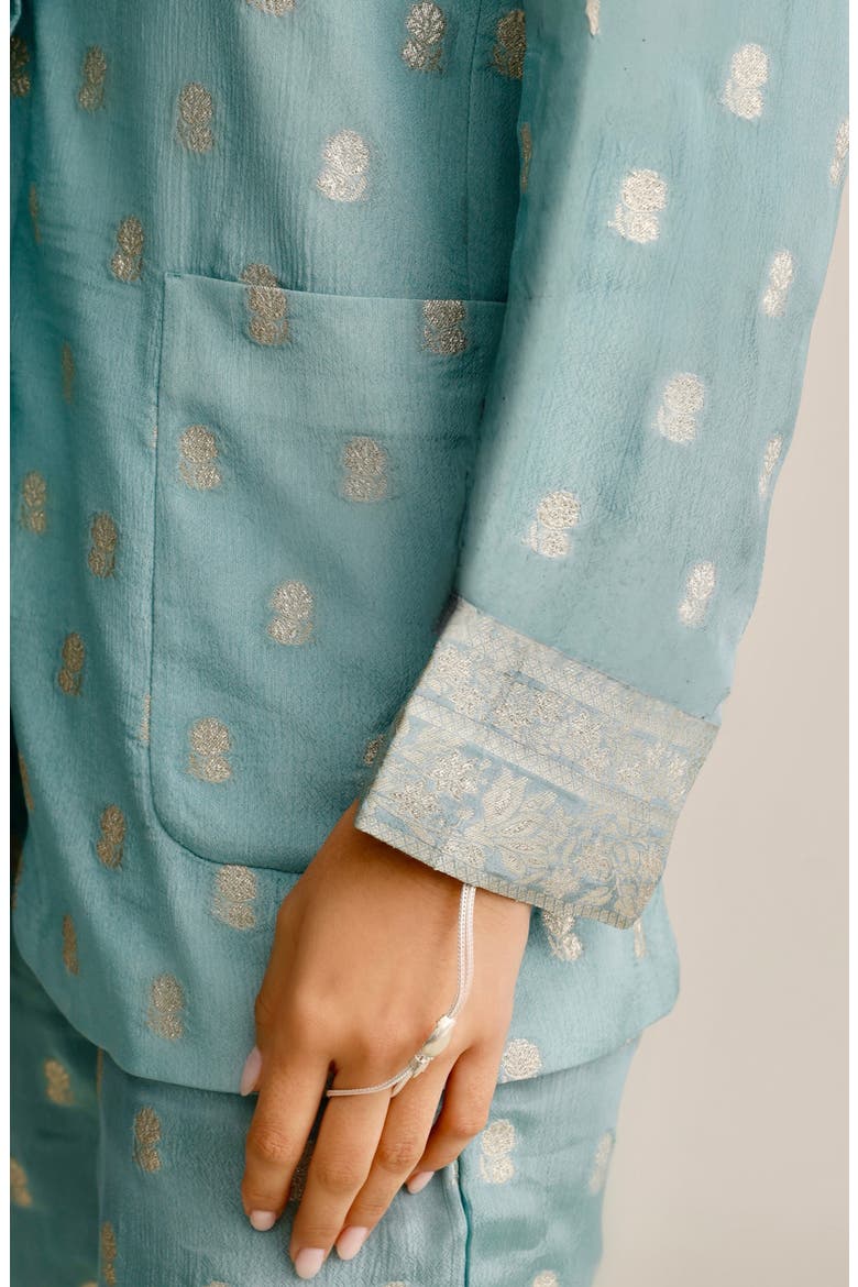 Zoya Metallic Blazer, Alternate, color, LIGHT BLUE