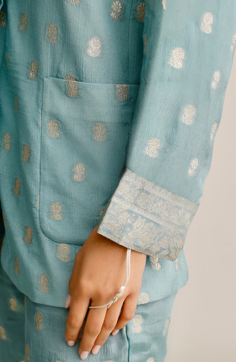 holiCHIC Zoya Metallic Blazer, Alternate, color, Light Blue