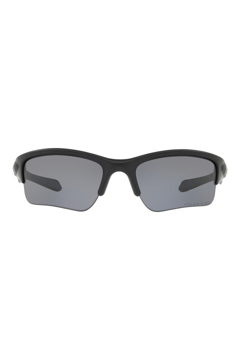 Quarter Jacket 61mm Polarized Rectangular Sunglasses, Main, color, BLACK