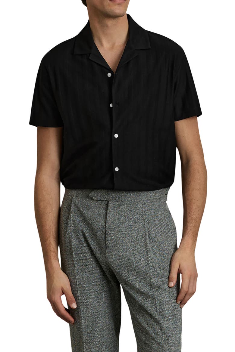 Sampson Short Sleeve Woven Shirt, Main, color, BLACK