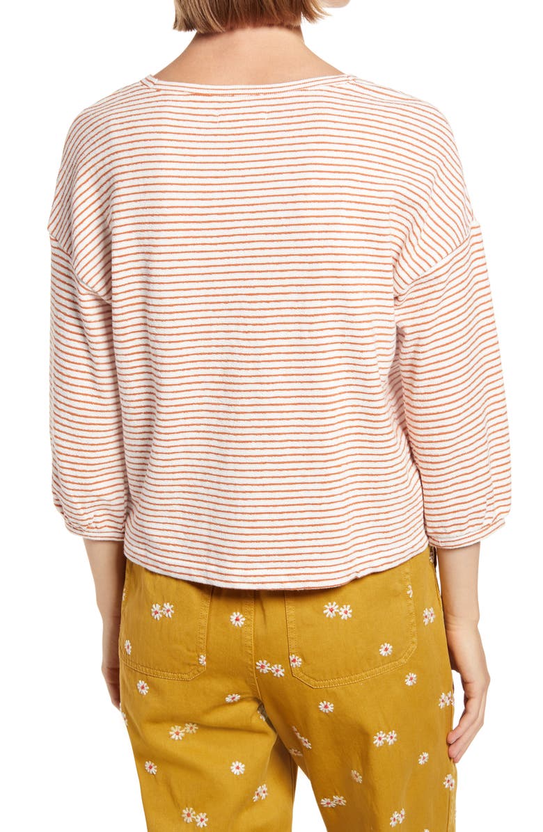 Madewell V-Neck Bubble-Sleeve Sweatshirt, Alternate, color, 