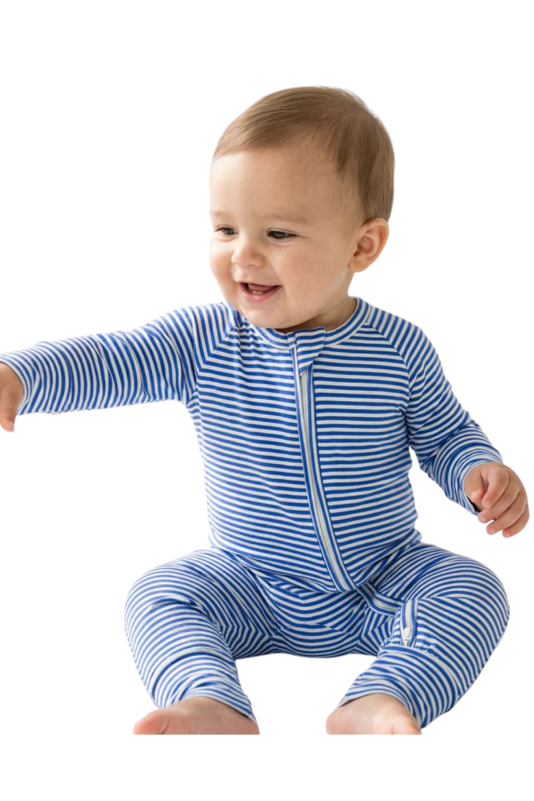 Long Sleeve and Pants Sleeper, Alternate, color, Cobalt Stripe