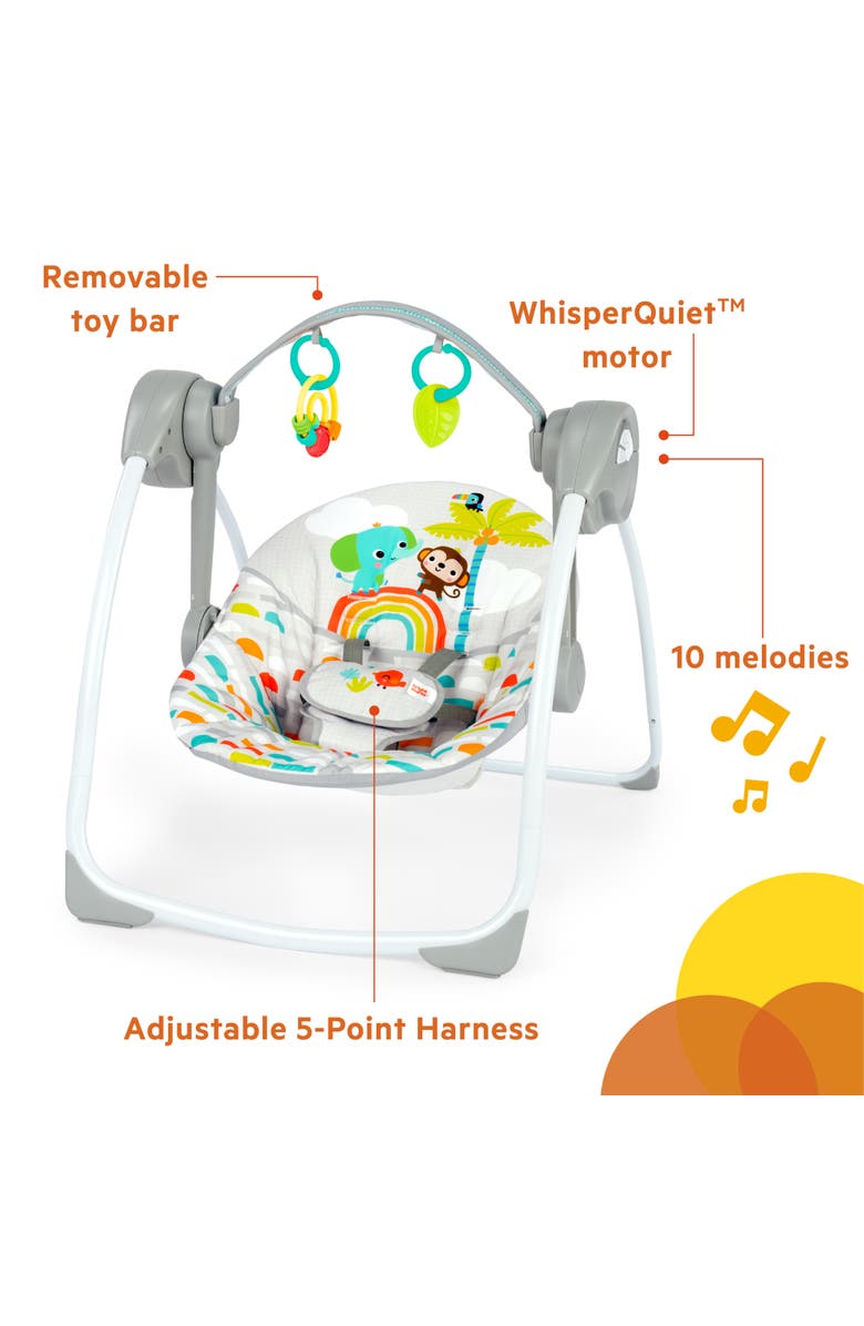 BRIGHT STARTS Playful Paradise Portable Compact Baby Swing, Alternate, color, Multicolored