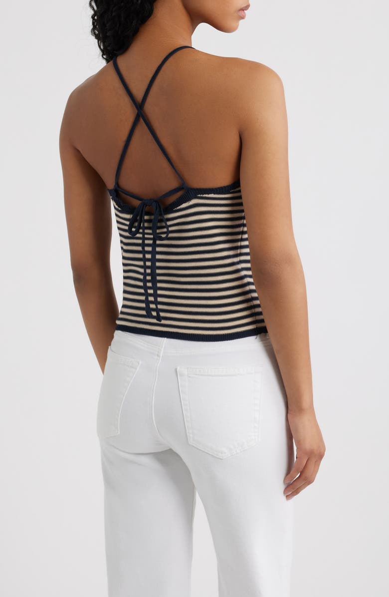 DELUC Patmos Stripe Crop Cotton Blend Top, Alternate, color, Blue/ Beige